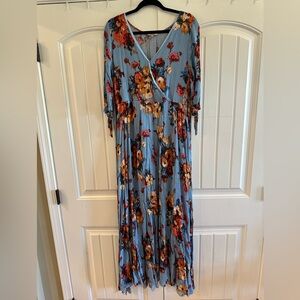 JODIFL Floral Maxi Dress in Blue and Red